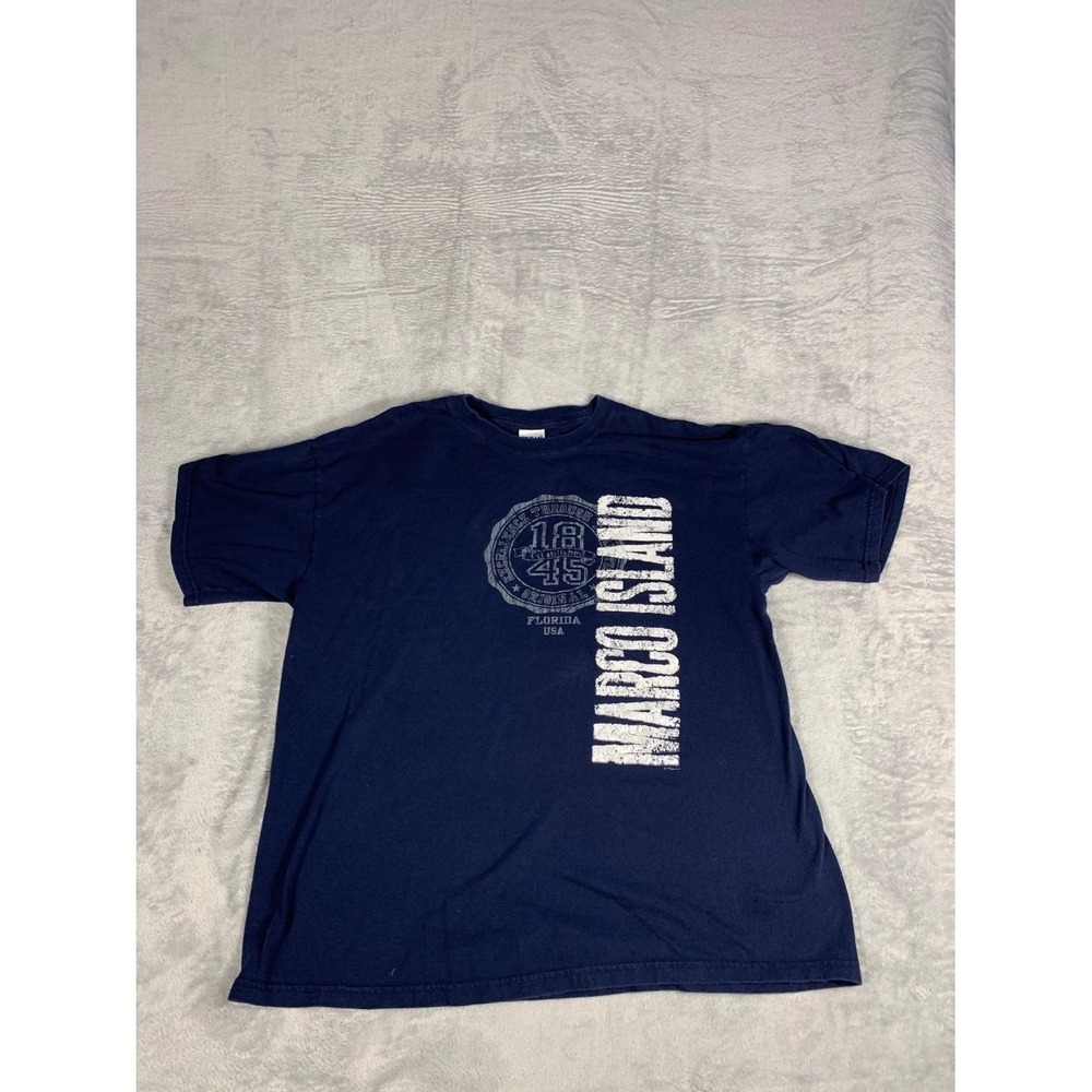Gildan Heavy Mens XL Blue‎ T-Shirt Distressed Graphic Print